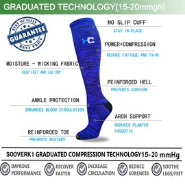 Copper Compression Socks for Women & Men 6 Pairs 15-20 mmHg is Best For Graduated Athletic, Running, Travel, Flight, Nurses (Small / Medium)