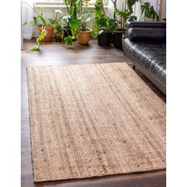 Unique Loom Braided Jute Collection Area Rug - Dhaka (7' 1" x 10' Rectangle, Natural)