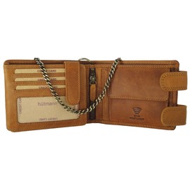 Golden Deer ® RFID Leather Wallet with Chain for Men in Brown with Coin Compartment and Embossed Genuine Leather Wallet Biker (Landscape Format, Hill Burry Collection), brown, Classic