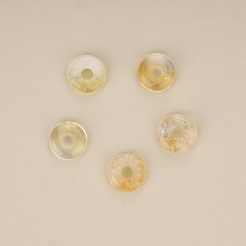 COAI Women's Citrine Donut Pendant Necklace with Khaki Chain for