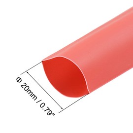 sourcing map Heat Shrink Tubing, 3/4"(20mm) Dia 2:1 rate Shrinkable Tube Cable Sleeve 7m - Red