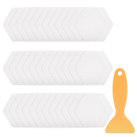 HARFINGTON 36pcs Non-Slip Bathtub Stickers Set 3.15" Hexagon Shower Floor Sticker PEVA Anti-Slip Adhesive Appliques with Scraper for Bathroom Kitchen Treads Stairs Swimming Pool, White