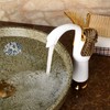 BWE Swan Faucet Single Handle Single Hole Withe with Gold