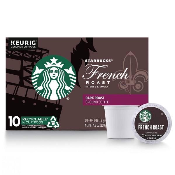 Starbucks Dark Roast K-Cup Coffee Pods — French Roast for Keurig Brewers — 1 box (10 pods)