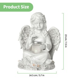 Lotvic Angel Garden Figures, Solar Grave Lights for Outdoors, Garden Decoration Ornament, Sitting Elves Garden Figures, Garden Statue, Resin Elves Sculpture with Wings