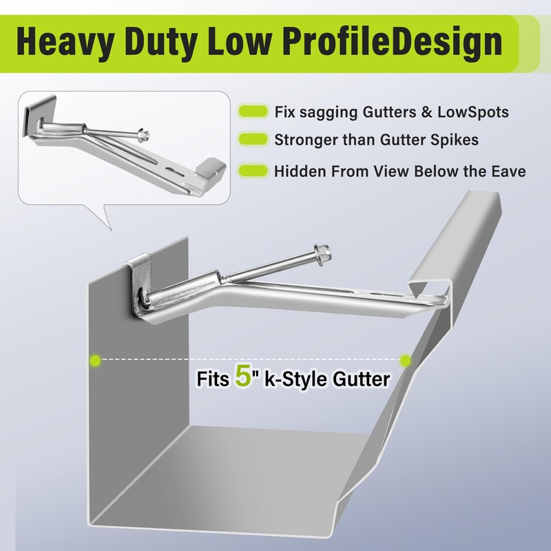 5" 100 Pcs Heavy Duty Hidden Aluminum Gutter Hangers with