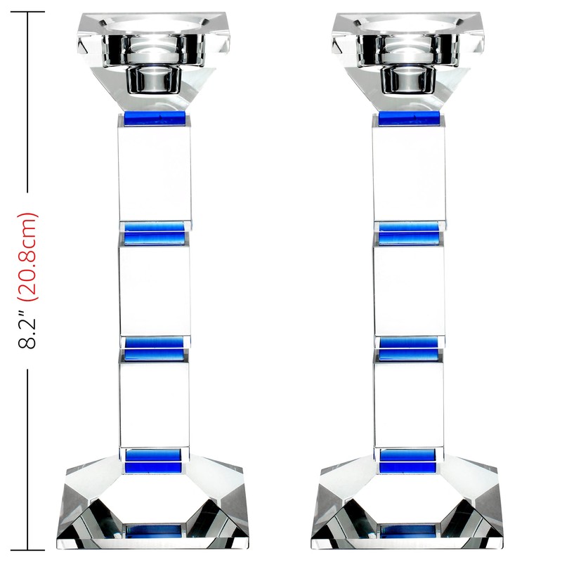 Crystal Candle Holders Set of 2-8" Tall Candlestick Holder for