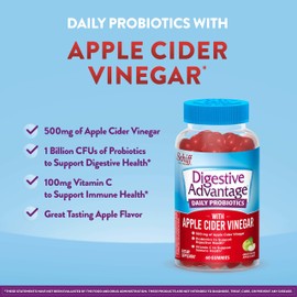 Digestive Advantage Advanced Daily Probiotic with Apply Cider Vinegar & Vitamin C, (60ct Bottle) - 1 Billion CFUs, Supports Digestive & Immune Health*