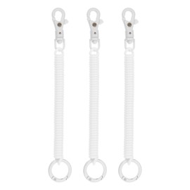 [PATIKIL] Retractable Bull Coil Spring Key Chain Set of 3 Anti-lost Key Chain Holder Lanyard Cord with Key Ring for Key Wallet White