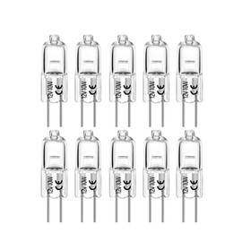 10 Pack Crystal Clear 4MM Wide 20 Watt AC DC 12V T3 Light Bulb Replacement JC G4 2 Pin Base Halogen Kitchen Table Pendant Lamp 12 Volt 20W Bi-Pin Warm Clear Bright White Landscape Desk Lighting