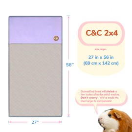 GuineaDad Liner | Guinea Pig Fleece Cage Liners | Guinea Pig Bedding | Burrowing Pocket Sleeve | Extra Absorbent Bamboo | Waterproof Bottom (C&C 2x4, Orange)