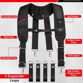 AP LEATHER Heavy-Duty Tool Belt Pouch with Premium Canvas and Leather,Adjustable Fit (30"-50"), Leather Tool Pouch Green for men suspender (Nylon tool belt with suspender, Extra Large)