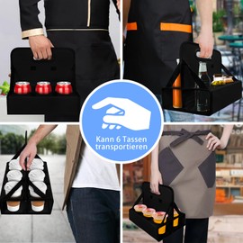 BOHEMIABY 6-Cup Drink Carrier, Portable Beverage Caddy with Handle - Reusable Foldable Holder for Coffee, Wine, Cans - Securely Carries Hot & Cold Drinks for Delivery, Takeout, Travel (Black)
