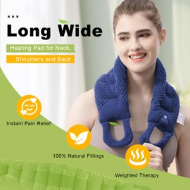 UNCN Long Heating pad for Neck and Shoulders Back 33 * 5.9" microwavable Large Moist Heat Pack Warm hot Compress Neck wrap Weighted Bag Massage Reusable Herbal Nature Calming Portable