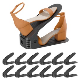 Yashong Shoe Slots Organizer, 12PCS Adjustable Double Layer Stack Shoe Rack, 50% Space-Saving Storage Rack Holder, White