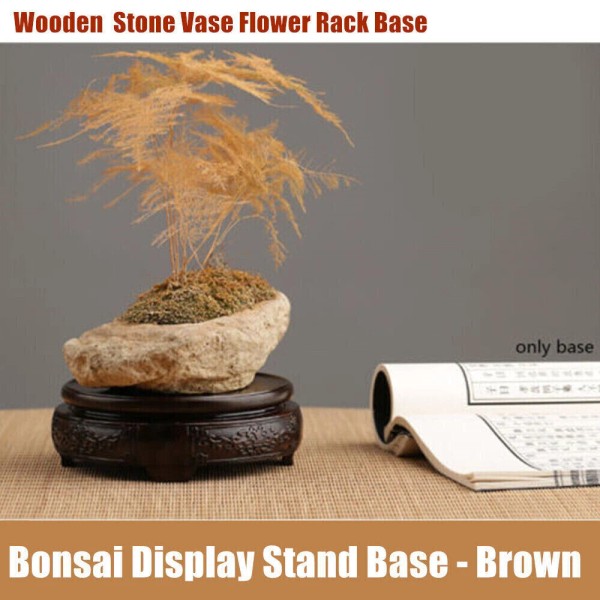 Unbranded Chinese Wooden Display Stand Hand Carved Round Pedestal Bonsai