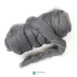 Kondoos Colored Natural Wool roving, 8 OZ. Best Wool for Needle Felting, Wet Felting, handcrafts and Spinning. (Graphite)