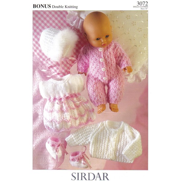 Sirdar Bonus DK Doll Clothes Knitting Pattern 3072 by Sirdar