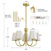 Linour Gold 5 Light Chandelier for Dining Room, Fabric Shade