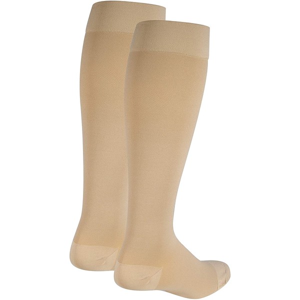 Nuvein Compression Socks for Women and Men, Medical Support Stockings, Beige (Closed Toe), 3X-Large (20-30 mmHg)