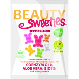 BeautySweeties Zuckerfreie Häschen 125 g - Fruchtig-süße, zuckerfreie & vegane Fruchtgummi-Häschen mit leckerem Fruchtschaum - Praktisch im 125 g Beutel