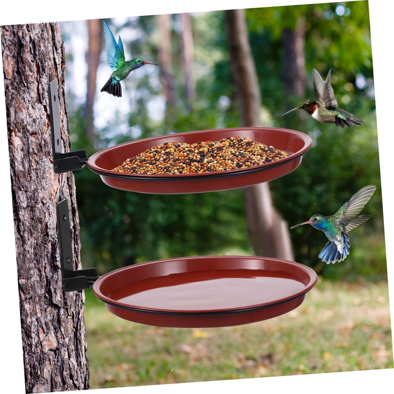 Yardwe 1 Set double layer hanging bird bath balcony bird