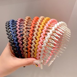 8 Pcs Multicolor Plastic Headbands Teeth Comb Hairbands Skinny DIY Head Band Non Slip Hair Hoop Shark Tooth Hair Band Accessories for Women Girls Long Teeth Multicolor
