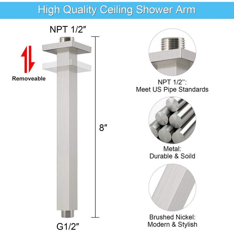 SunCleanse Rainfall Shower Faucet Set Brushed Nickel Shower Combo Set