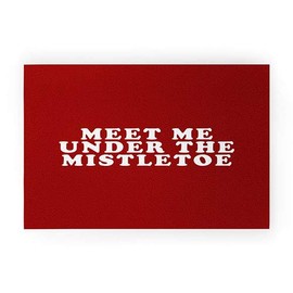 Society6 Leah Flores Mistletoe Kiss Welcome Mat, 36" x 24", Red