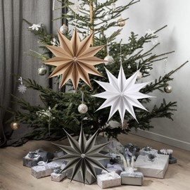 EASY JOY 12-Pointed White Paper Star Christmas Decorations Ceiling Tree Decorations Room Hanging Decorations Hanging Lampshade Christmas Holiday, Baby Shower,Weddings, Birthday Party Decorations