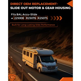 225008 RV Slide Out Motor & Gear Housing, Compatible with BAL Accu-Slide Cable Slide Out System, Replace R25076-1 Gearbox, R25076 Slide Out Gearbox, R25075 Motor