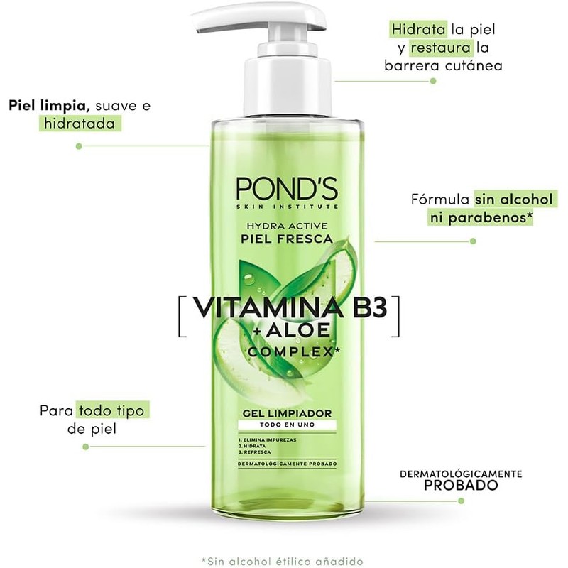 Gel Limpiador Facial Pond's Fruity Hydra Fresh Aloe 200 ml