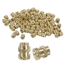 QUARKZMAN Knurled Mortise Nuts 100pcs M1 x 2.5mm L x 2mm Diameter 3D Printing Brass Nuts Female Threaded Inserts Brass Heat Set Embedding Nuts