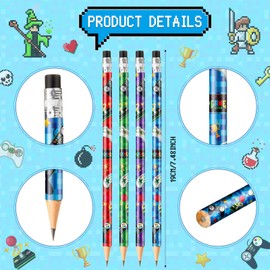 Blulu 36 Pcs Video Game Pencils Gamer Pencils Video Game Party Favors Fun Multicolor Wooden Pencils Classroom Rewards Prizes for Kids Gaming Theme Birthday Party with Erasers