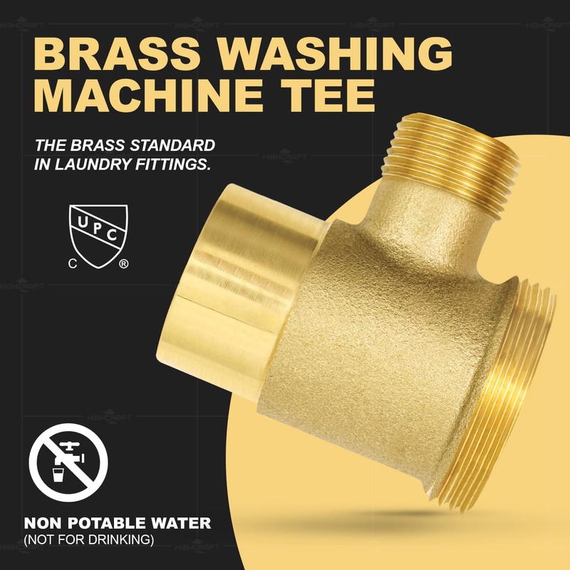 EVERFLOW WMT112S 1-1/2" BRASS WASHING MACHINE TEE WITH FIP TO