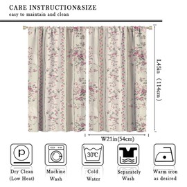 Vintage Floral Boho Window Treatment Panels Curtains Blush Pink, Yellow, Green and White Shabby Chic Rose Flower Farmhouse for Bedroom Living Room Decor 42x45in, Style-3