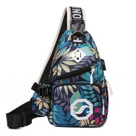 Tundwhite Sling Bag Men's Small with Headphone Hole Chest Pocket Men's Small Shoulder Bag Made of Canvas Shoulder Bag Men's Small for Shopping, Touring and Hiking (Blue), blue