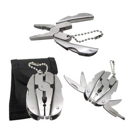 Gadgetime USA Mini Keychain Set - 6-in-1 Multitool Plier, Adjustable Wrench & Carry Case - Multifunctional All In One - Wire Strippers, Phillips Screwdriver, Knife, File