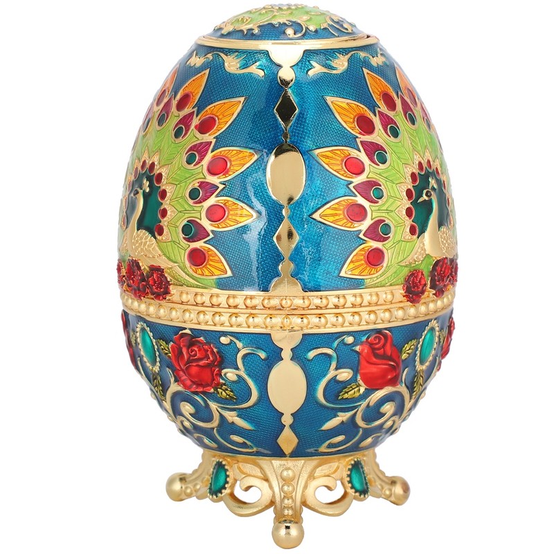 Toothpick Holder Retro Metal Peacock Egg Shape Portable Multifunctional Storage