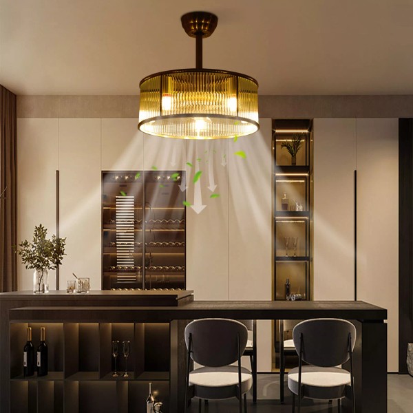 Gold Ceiling Fan Light Indoor Ceiling Fan Lamp for Bedroom