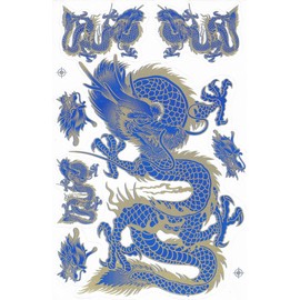 1 Sheet Blue Dragon Sticker Motorsport Motocross Car Tuning Sticker Film 1 Sheet 270 mm x 180 mm Weatherproof or for Model Making