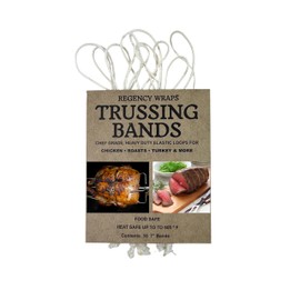 Regency Wraps Trussing Bands, 7" Cotton Elastic Poultry Loops, Pack of 10, Oven and Food Safe for Making Rotisserie Chicken, Roasting Turkey, Forming Roasts