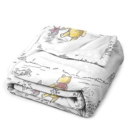 Children's Flannel Blanket 50"x40"/60"x50" inches Bear and Piglet Pattern Throw Blanket for Boys Girl's air Conditioning Blanket, (50"x40")