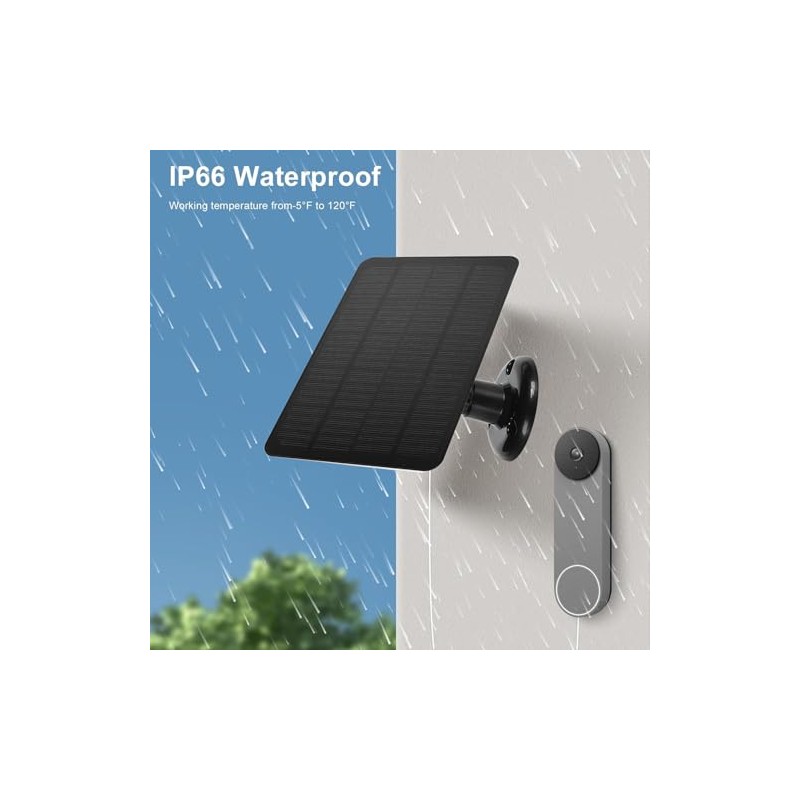 Solar Panel Camera, 10W Video Doorbell Solar Panel, 9.8 Feet