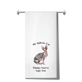 MYSOMY Sphynx Cat Kitchen Towels Sphynx Cat Lover Gifts Sphynx Cat Mom Towels Hairless Cat Gifts Canadian Sphynx Towels (Sphynx Cat UK)