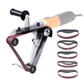 VEVOR Belt Sander Adapter for Angle Grinder, US 5/8-11 Thread Pipe Tube Sanding Attachment with 10PCS Sanding Belts (60/120/240/400/600 Grits) for Metalworking, Rust Removal