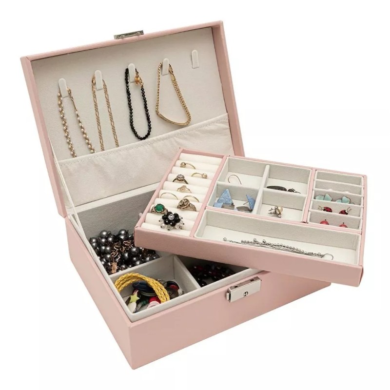 Exhivit Caja De Joyería, Organizador De Joyas Portátil Color Rosa