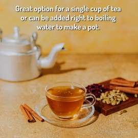 Tea India Kashmiri Kahwa Tea Premium Indian Chai Loose Leaf Tea with Natural Ingredients Spiced Green Tea Chai with real Cinnamon, Cardamom & Rose Petal 80 Individually Packed Round Tea Bags Pack of 6