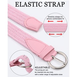 Monopa Boys Braided Belt - Stretch Golf Kids Belt for Girls Elastic Toddler Belt with Round Buckle(Pink,100cm)