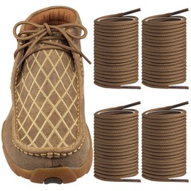Endoto 2 Pairs Round Shoe Laces Replacement for Twisted X Chukka Driving Boot Shoelaces Strings(Color:Brown,Size:30Inch)